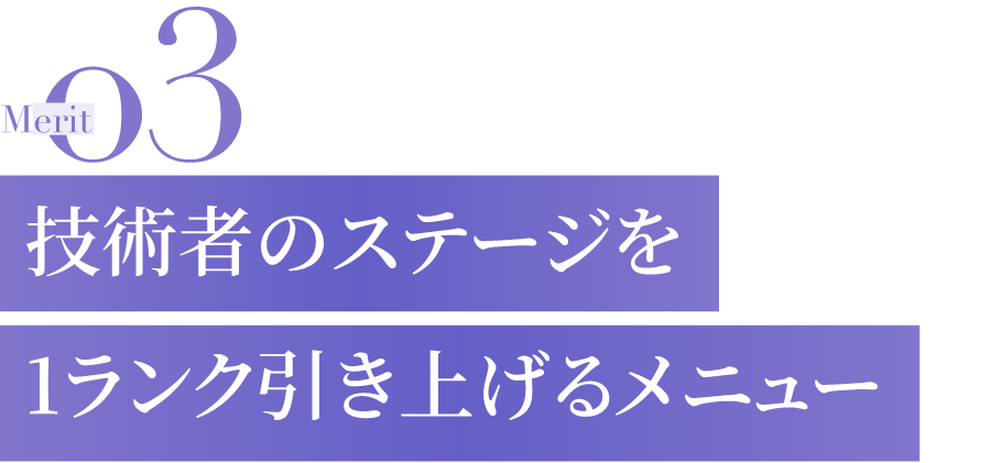 技術者のステージを1ランク引き上げるメニュー